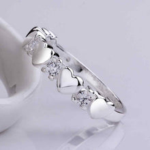 silver plated ring jewelryfour heart ring 6 ELY