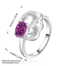 silver plated ring jewelryheart hollow purple stone ring 524 ELY