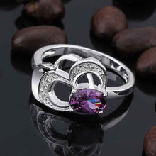 silver plated ring jewelryheart hollow purple stone ring 524 ELY