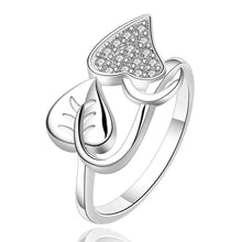 silver plated ring jewelryleaf and heart ring 557 ELY