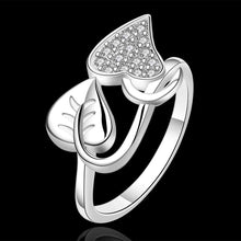 silver plated ring jewelryleaf and heart ring 557 ELY