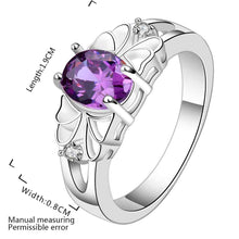 silver plated ring jewelrypurple stone in center ring 55 ELY