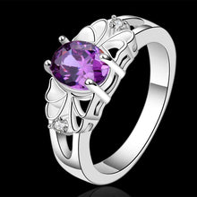 silver plated ring jewelrypurple stone in center ring 55 ELY