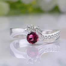 silver plated ring jewelryred stone on heart ring 386 ELY