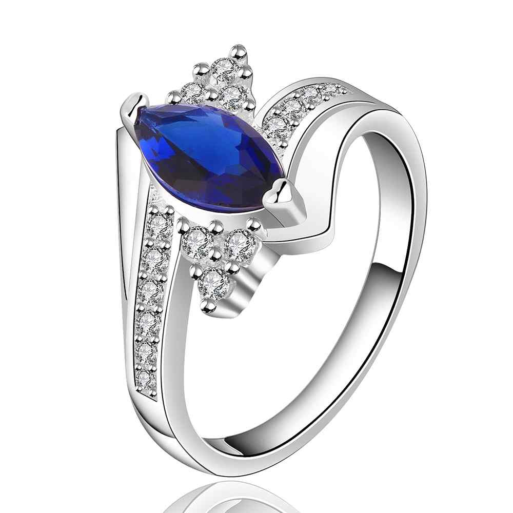 silver plated ring jewelryshow a blue stone ring 5 7 ELY