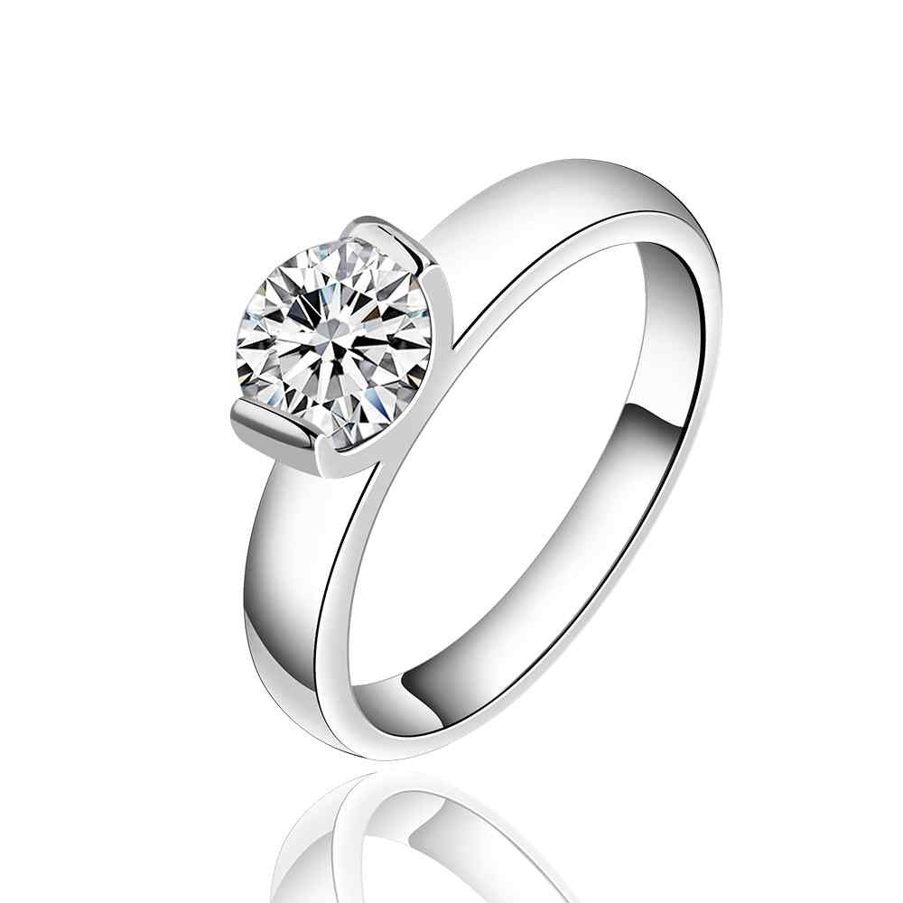 silver plated ring jewelrysimple add stone ring 6 3 ELY