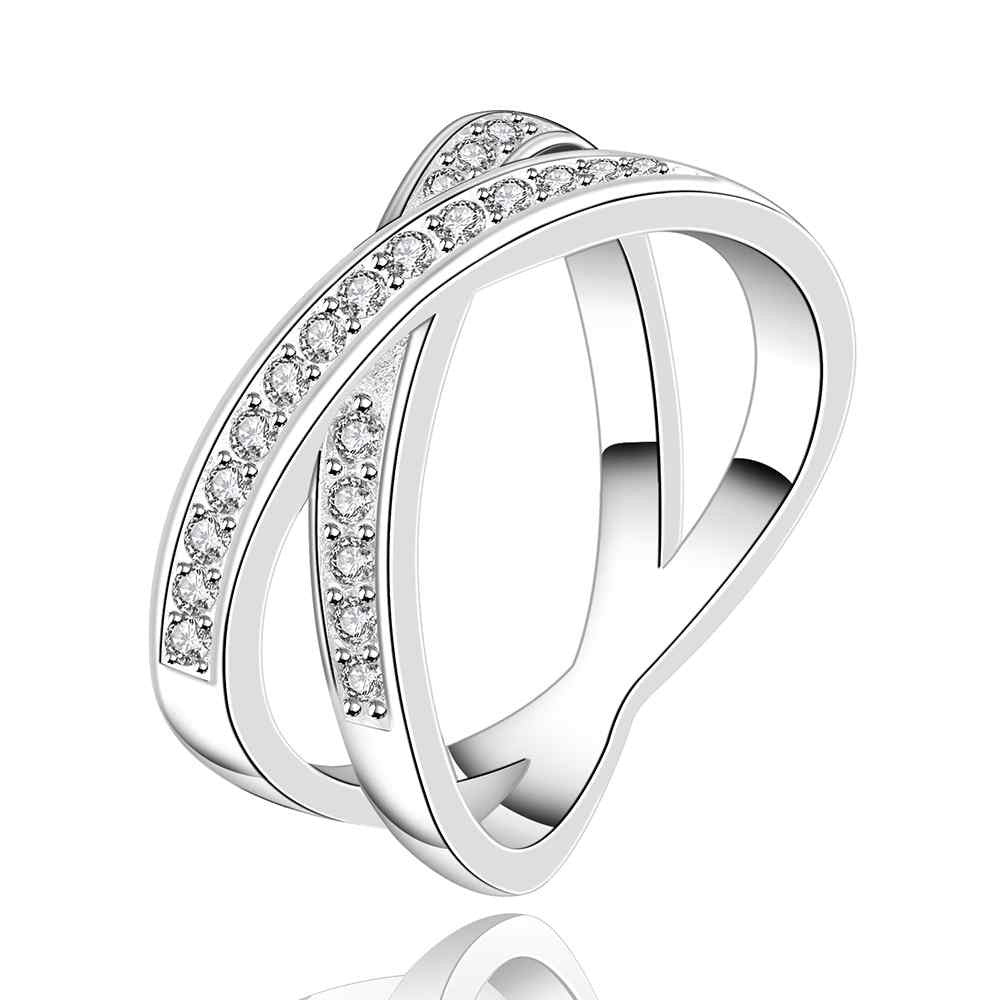 silver plated ring jewelryx two circle te ring 487 ELY