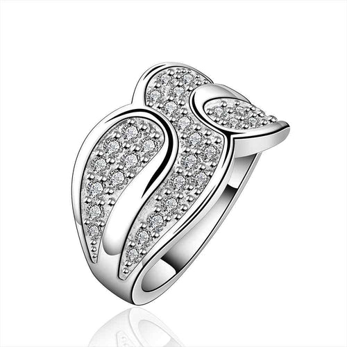 Christmas gift silver plated ring jewelry crystal X shape ring 581 ELY