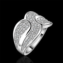 Christmas gift silver plated ring jewelry crystal X shape ring 581 ELY