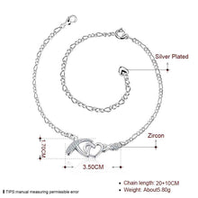 Girls Silver plated jewelry Heart sliver anklet bracelets bangles ankle on the leg SMTA 2 ELY