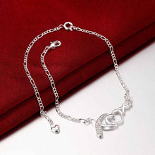 Girls Silver plated jewelry Heart sliver anklet bracelets bangles ankle on the leg SMTA 2 ELY