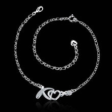 Girls Silver plated jewelry Heart sliver anklet bracelets bangles ankle on the leg SMTA 2 ELY