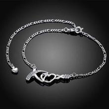 Girls Silver plated jewelry Heart sliver anklet bracelets bangles ankle on the leg SMTA 2 ELY