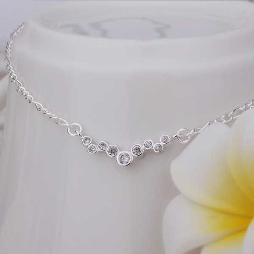 Girls Silver plated jewelry Inlay Dot sliver anklet bracelets bangles ankle on the leg SMTA 16 ELY