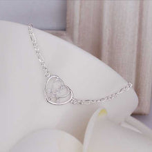 Girls Silver plated jewelry Insets Heart sliver anklet bracelets bangles ankle on the leg SMTA 17 ELY