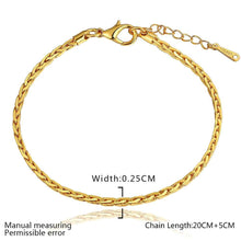 jewerly 18k GP 25m square 75 inch pulseras mujer women braceletSMTPB 92 ELY