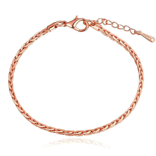 jewerly 18k GP 25m square 75 inch rose pulseras mujer women braceletSMTPB 96 ELY