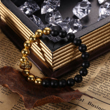 Mens Gold Skull Head Buddha Beaded Rock Elastic Bracelet Bangle Beacelet Bangles 1STL ELY