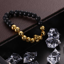 Mens Gold Skull Head Buddha Beaded Rock Elastic Bracelet Bangle Beacelet Bangles 1STL ELY