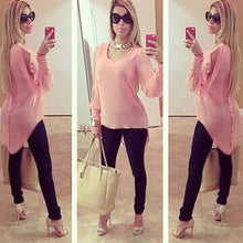 est Women Chiffon Blouse Long Sleeve Casual Chiffon Shirt Tops Blouse Shirt ELY