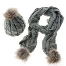 Warm Knitted Hat Set Women Thicken Faux Fur Hat Scarf Christmas Gift 1STL ELY
