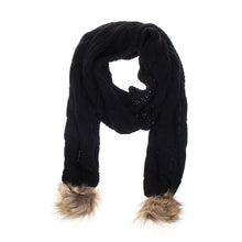 Warm Knitted Hat Set Women Thicken Faux Fur Hat Scarf Christmas Gift 1STL ELY