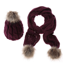 Warm Knitted Hat Set Women Thicken Faux Fur Hat Scarf Christmas Gift 1STL ELY
