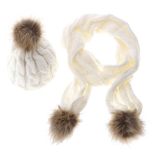 Warm Knitted Hat Set Women Thicken Faux Fur Hat Scarf Christmas Gift 1STL ELY