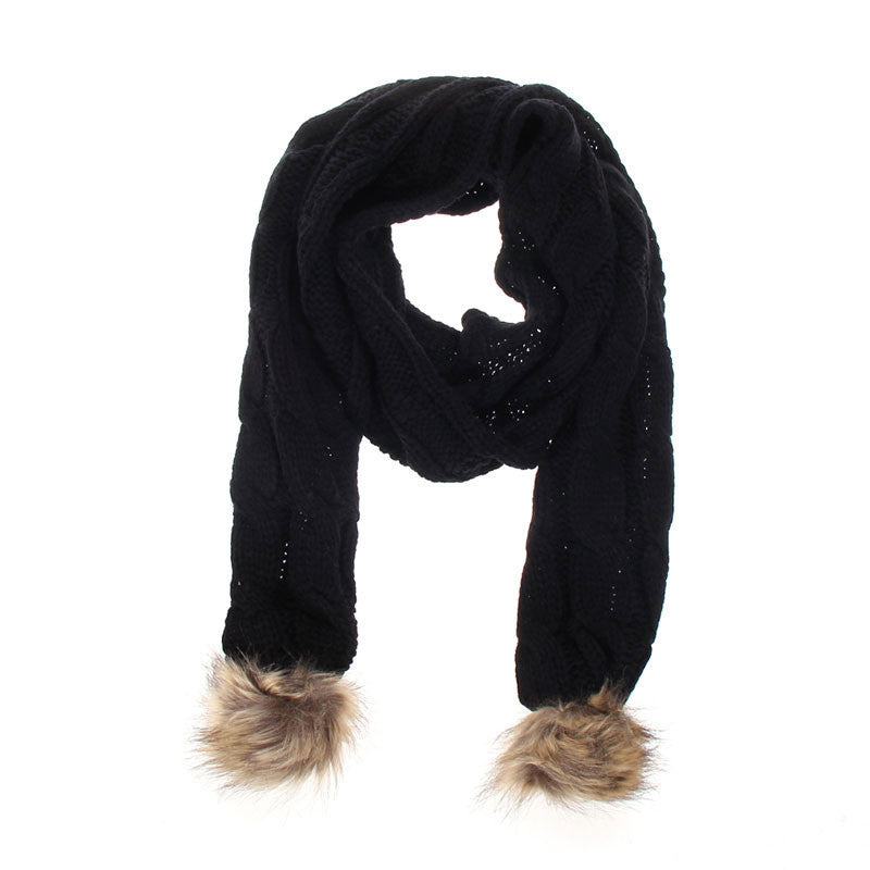 Warm Knitted Hat Set Women Thicken Faux Fur Hat Scarf Christmas Gift 1STL ELY