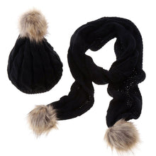 Warm Knitted Hat Set Women Thicken Faux Fur Hat Scarf Christmas Gift 1STL ELY