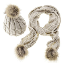 Warm Knitted Hat Set Women Thicken Faux Fur Hat Scarf Christmas Gift 1STL ELY