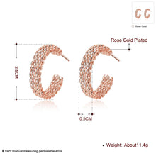 Jewelry braid stud earrings 18k GP Zircon earing brincos SKGE 29 ELY