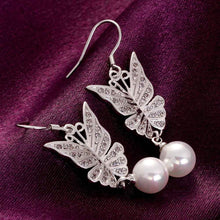 Jewelry butterfly beads drop earrings 18k GP Zircon earing brincosSKGE 21 ELY