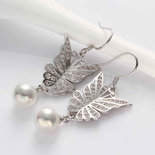 Jewelry butterfly beads drop earrings 18k GP Zircon earing brincosSKGE 21 ELY