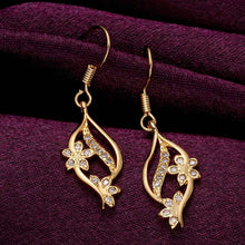 Jewelry flower drop earrings 18k GP Zircon earing brincosSKGE 7 ELY