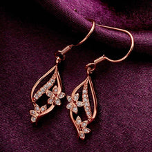 Jewelry flower drop earrings 18k GP Zircon earing brincosSKGE 7 ELY