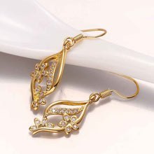 Jewelry flower drop earrings 18k GP Zircon earing brincosSKGE 7 ELY