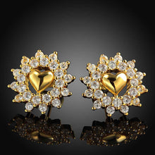 Jewelry heart crystal flower stud earrings 18k GP Zircon earing brincosSKGE 26 ELY