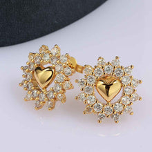 Jewelry heart crystal flower stud earrings 18k GP Zircon earing brincosSKGE 26 ELY