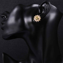 Jewelry heart crystal flower stud earrings 18k GP Zircon earing brincosSKGE 26 ELY