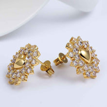 Jewelry heart crystal flower stud earrings 18k GP Zircon earing brincosSKGE 26 ELY