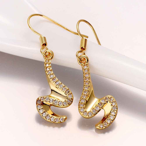 Jewelry snake drop earrings 18k GP Zircon earing brincosSKGE 12 ELY