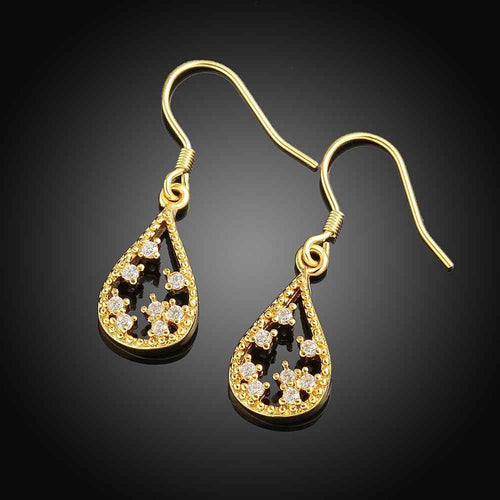 Jewelry star in drop water earrings 18k GP Zircon earing brincosSKGE 27 ELY