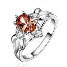 Silver finger ring white orange stone crystal rings the lord of rings silver plated ring 641 ELY