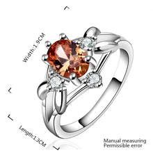 Silver finger ring white orange stone crystal rings the lord of rings silver plated ring 641 ELY