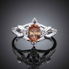 Silver finger ring white orange stone crystal rings the lord of rings silver plated ring 641 ELY