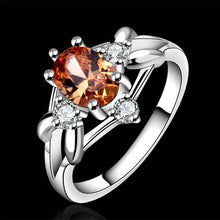 Silver finger ring white orange stone crystal rings the lord of rings silver plated ring 641 ELY