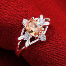 Silver finger ring white orange stone crystal rings the lord of rings silver plated ring 641 ELY