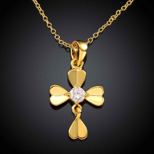 collares pendants 18K GP Zircon clover chunky patek necklace SKGN 32 ELY