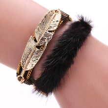 Handmade Bangles Bracelet Women Men Alloy Feather Leaves Magnetic Multilayer Leather Bracelets Bangles1STL ELY